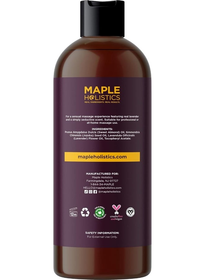 Maple Holistics Sensual Massage Oil with Pure Almond Oil and Relaxing Lavender Oil Jojoba Oil Nourishing Dry Skin Formula for Women and Men 100% Natural Hypoallergenic Skin Therapy Large 16 oz Bottle - Image 4